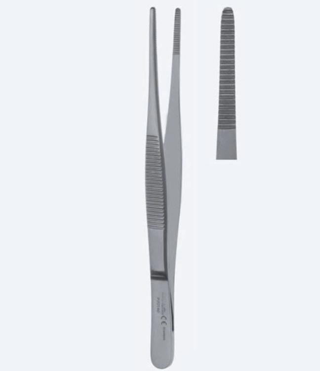 Пінцети, хірургічні, дисекційні, середні, прямі, кінчик 2,6 мм, загальна довжина 180 мм, 7 1/8". Бренд - Asanus Medizintechnik Gmb, Німеччина